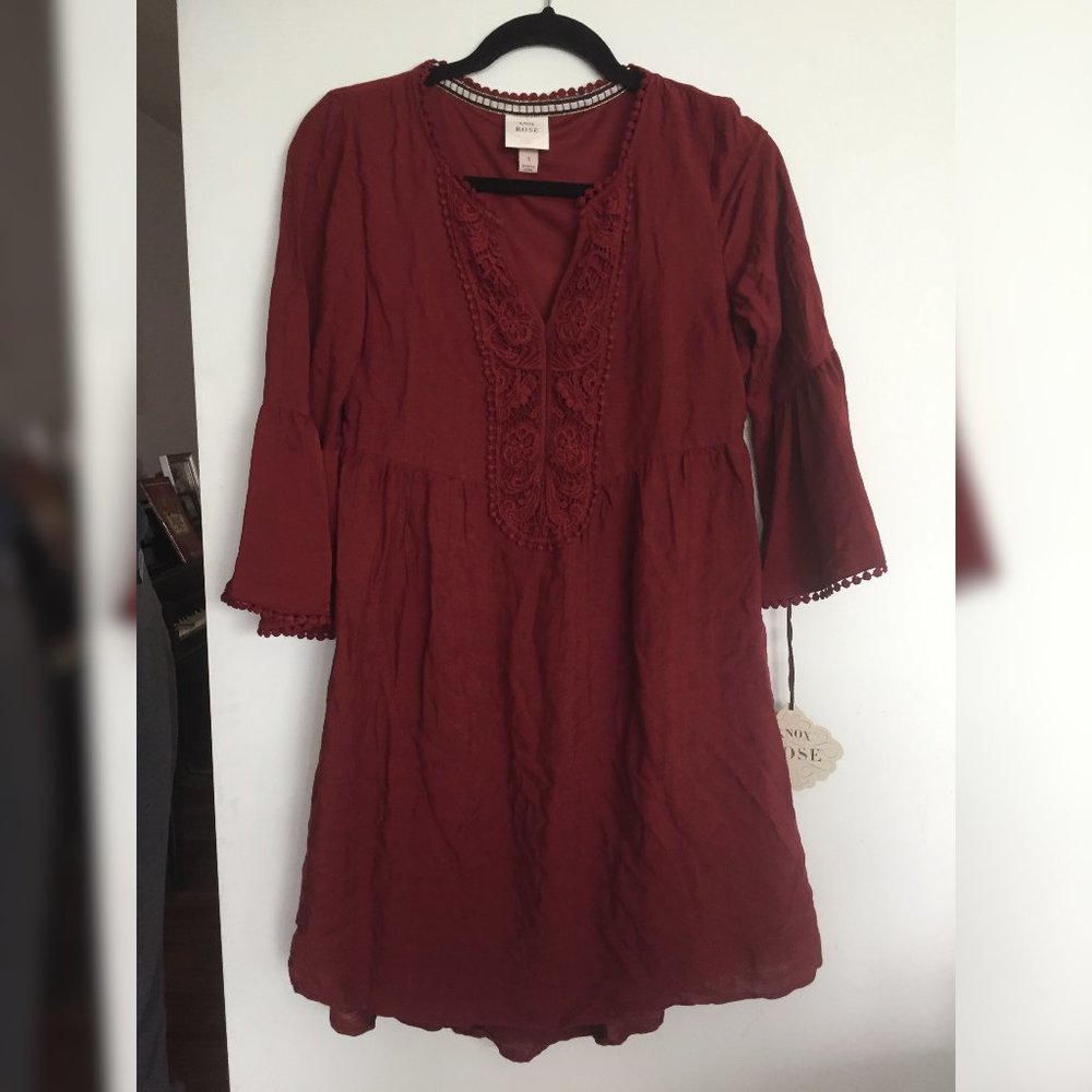 Long sleeve Baby Doll dress in burgundy